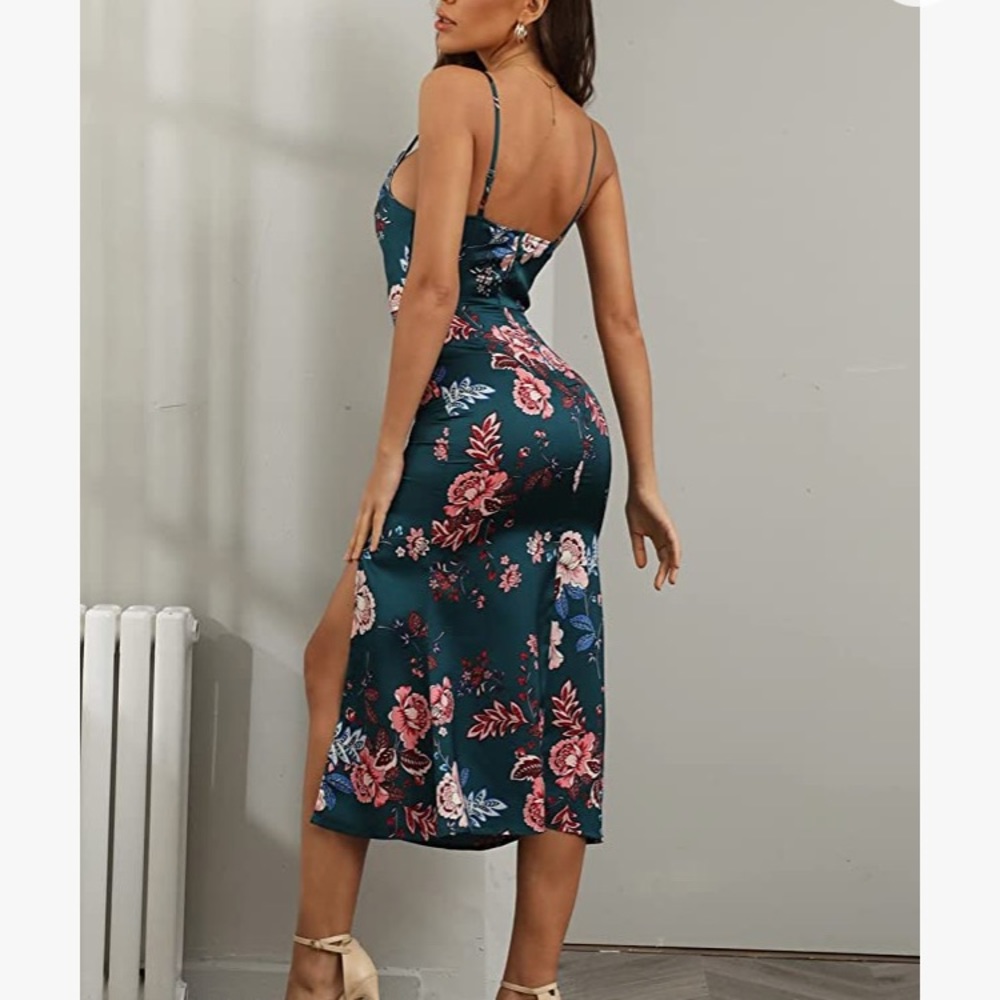 NWT Satin floral wedding guest dress